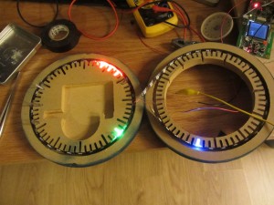 Painted clock, with PCB and speaker cavity.
